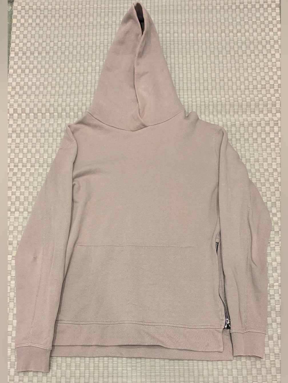 John Elliott Villain Side Zip Hoodie Beige Men's Size 1 Made In Usa